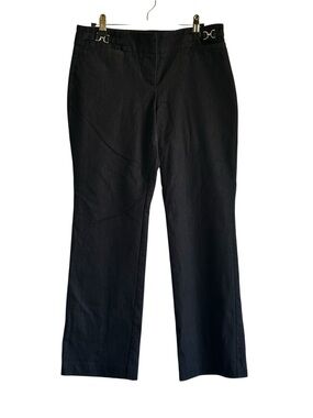 New York & Company Black Stretch Dress Pants with Silver Tag Detail Sz 6